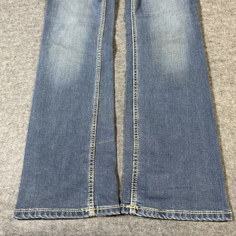VTG Y2K Wrangler Womens Embroidered Boot Cut Jeans Size 7/8 x 32 Retro Grunge